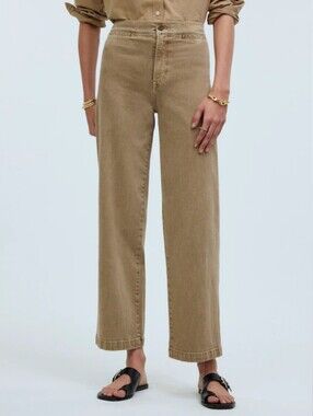 Madewell High-Rise Wide-Leg Pants in Khaki Emmett Wide Leg Size 28 P Nwt New